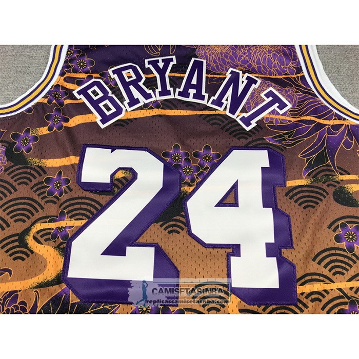 Camiseta Los Angeles Lakers Kobe Bryant NO 24 Mitchell & Ness Lunar New Year Violeta
